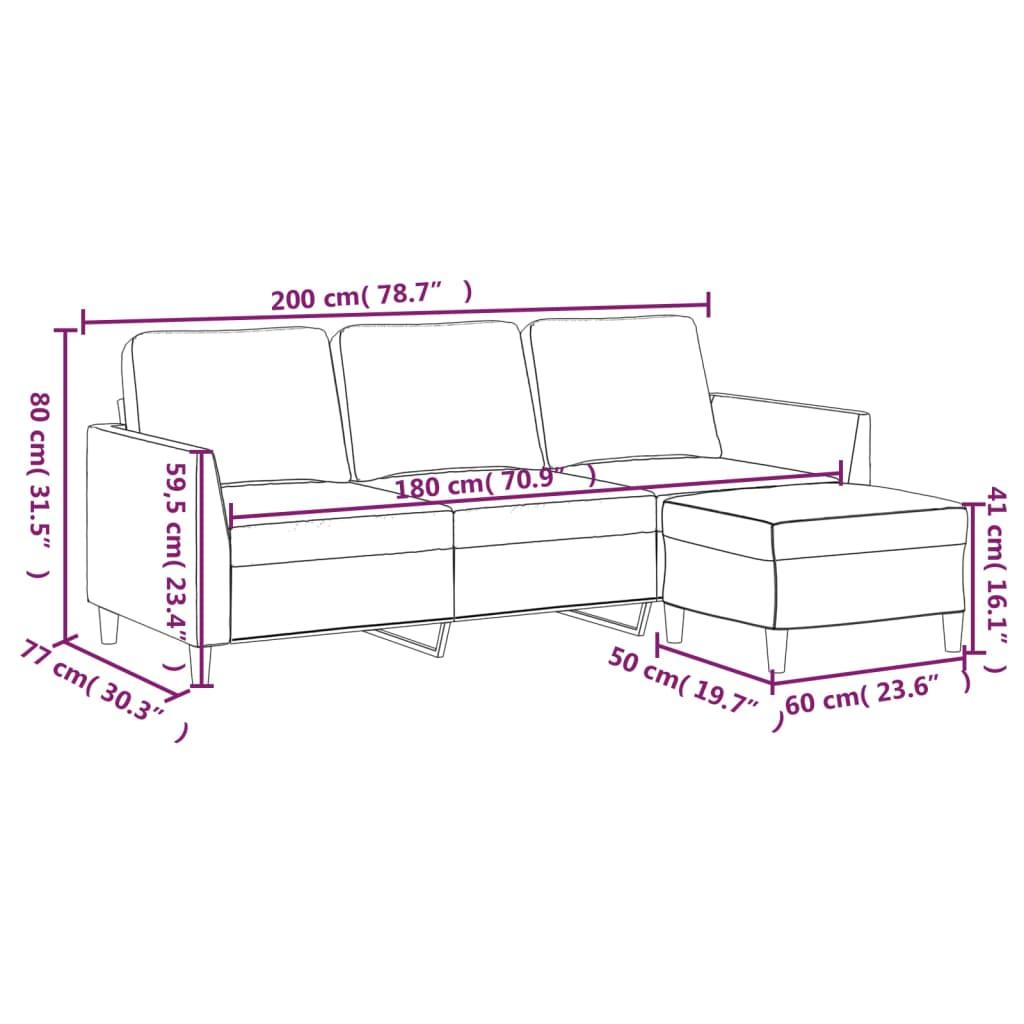 3-Seater Sofa with Footstool Cappuccino 180 cm Faux Leather