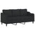 3-Seater Sofa with Footstool Black 180 cm Fabric