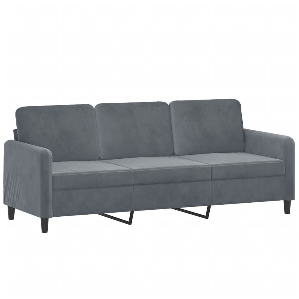 3-Seater Sofa with Footstool Dark Grey 180 cm Velvet