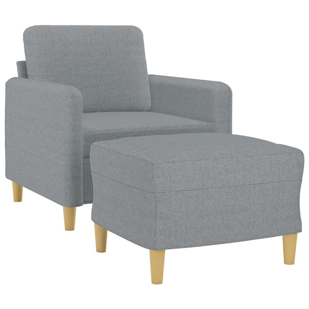 Sofa Chair with Footstool Light Grey 60 cm Fabric