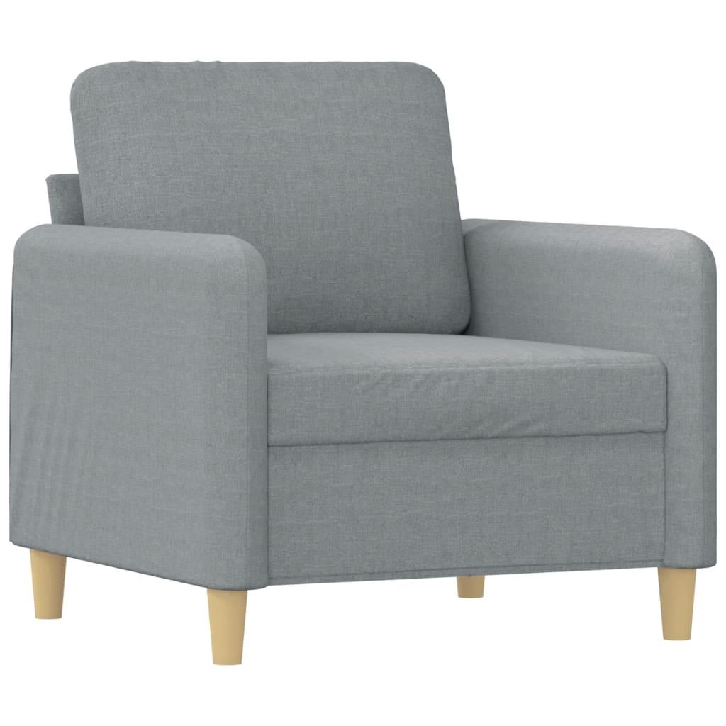Sofa Chair with Footstool Light Grey 60 cm Fabric