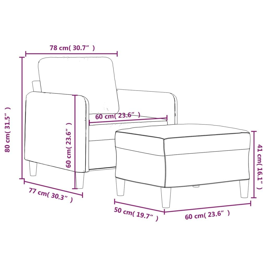 Sofa Chair with Footstool Light Grey 60 cm Fabric