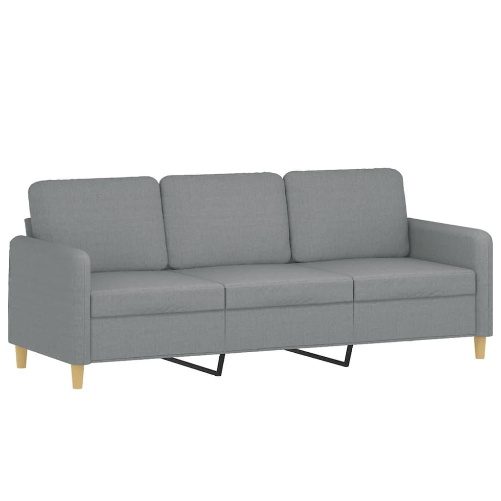 3-Seater Sofa with Footstool Light Grey 180 cm Fabric