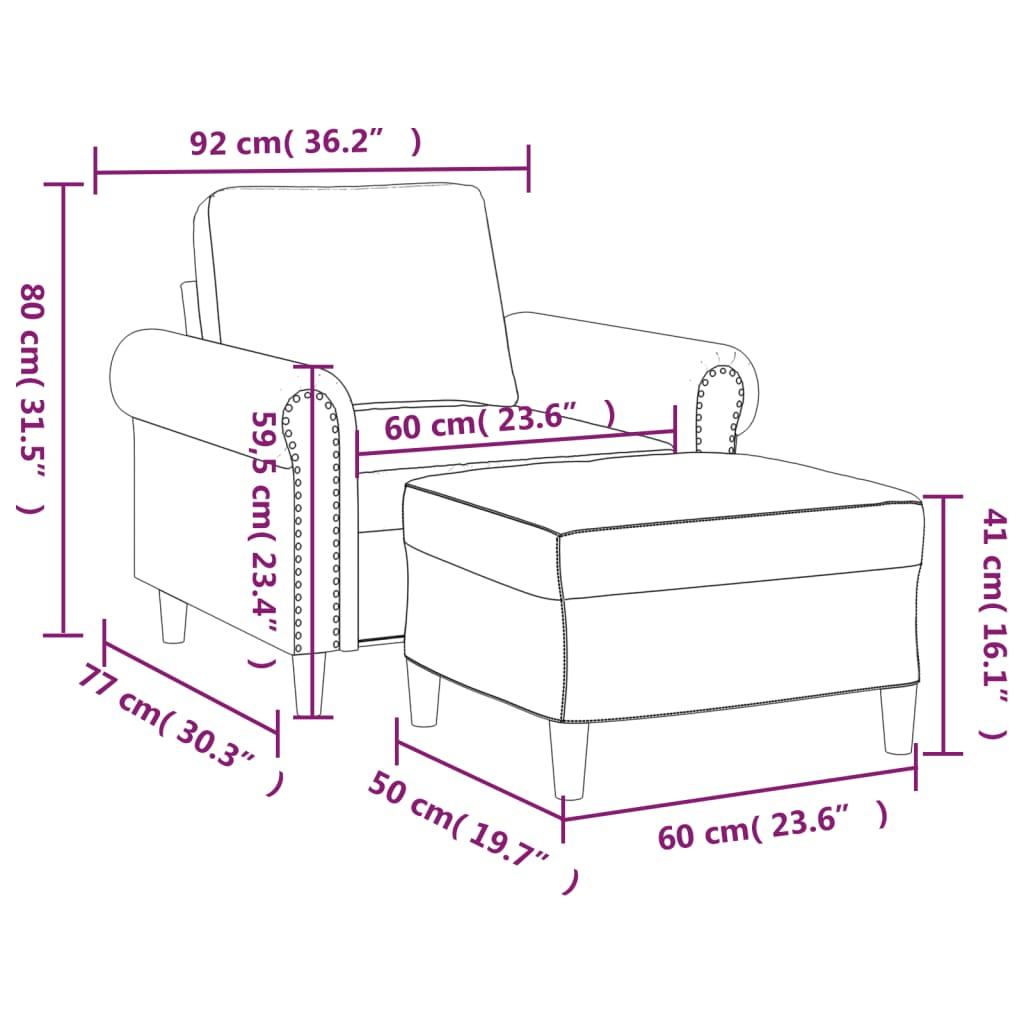 Sofa Chair with Footstool Dark Grey 60 cm Velvet