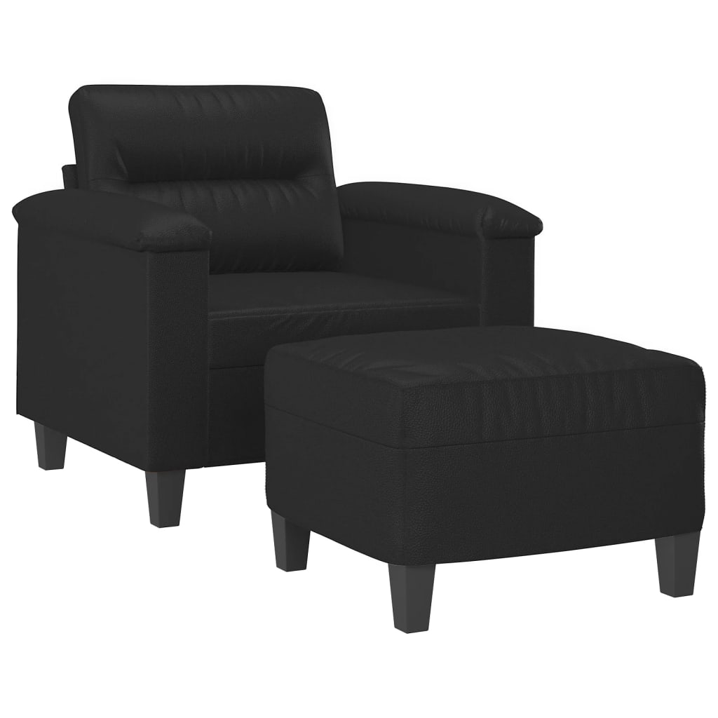 Sofa Chair with Footstool Black 60 cm Faux Leather