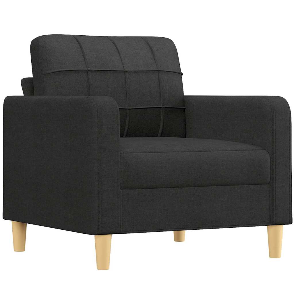 3 Piece Sofa Set with Cushions Black Fabric