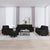 4 Piece Sofa Set with Cushions Black Fabric