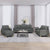 4 Piece Sofa Set with Pillows Dark Grey Fabric