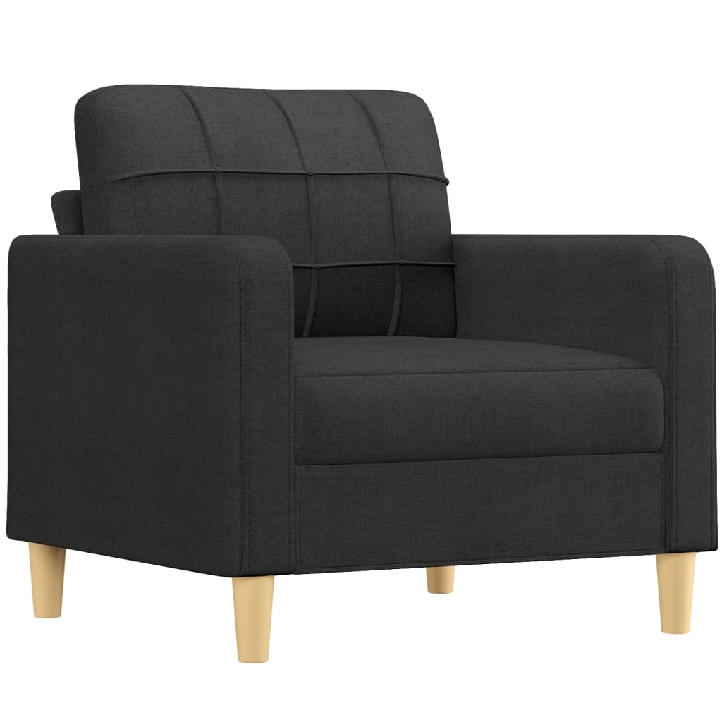 4 Piece Sofa Set with Pillows Black Fabric