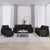 4 Piece Sofa Set with Pillows Black Fabric