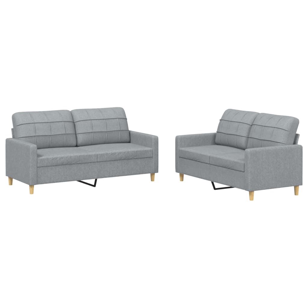 2 Piece Sofa Set with Cushions Light Grey Fabric