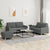 3 Piece Sofa Set with Cushions Dark Grey Fabric