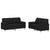 2 Piece Sofa Set with Pillows Black Fabric