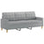 2 Piece Sofa Set with Pillows Light Grey Fabric