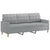 3 Piece Sofa Set with Pillows Light Grey Fabric
