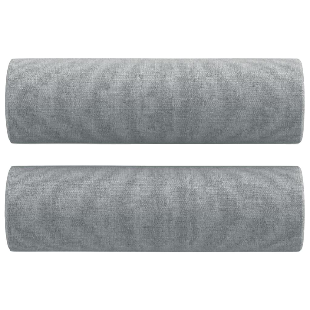 3 Piece Sofa Set with Pillows Light Grey Fabric