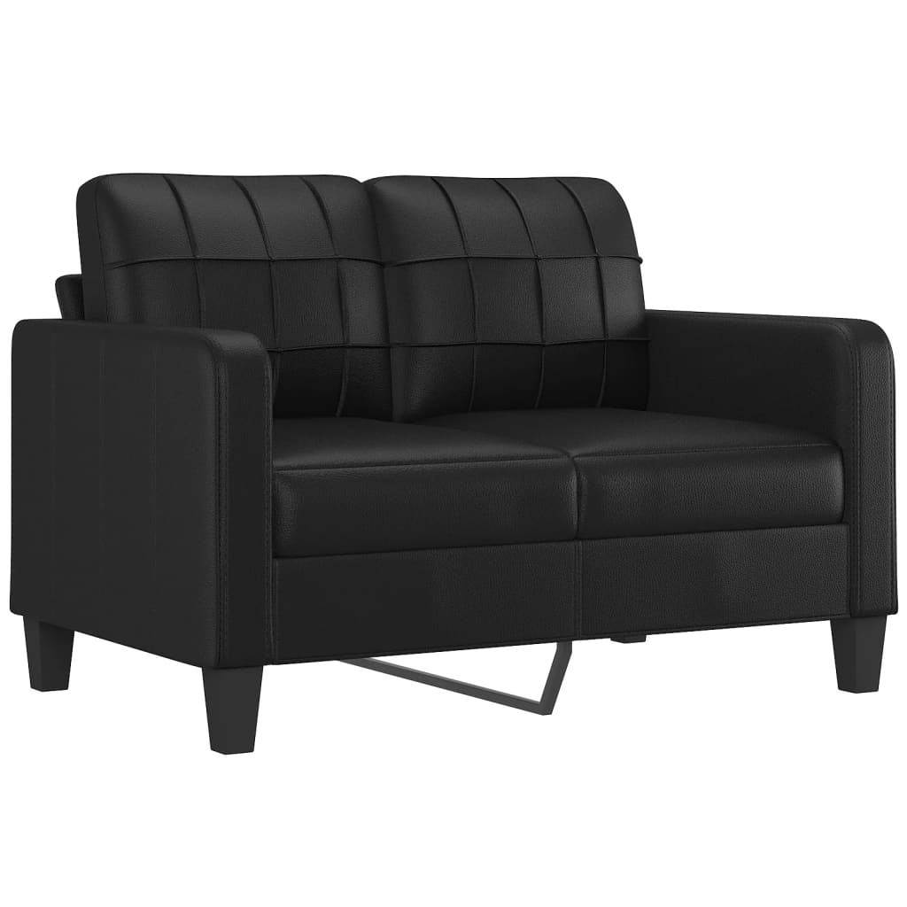 3 Piece Sofa Set with Cushions Black Faux Leather