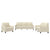 3 Piece Sofa Set with Cushions Cream Faux Leather