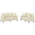 2 Piece Sofa Set with Pillows Cream Faux Leather