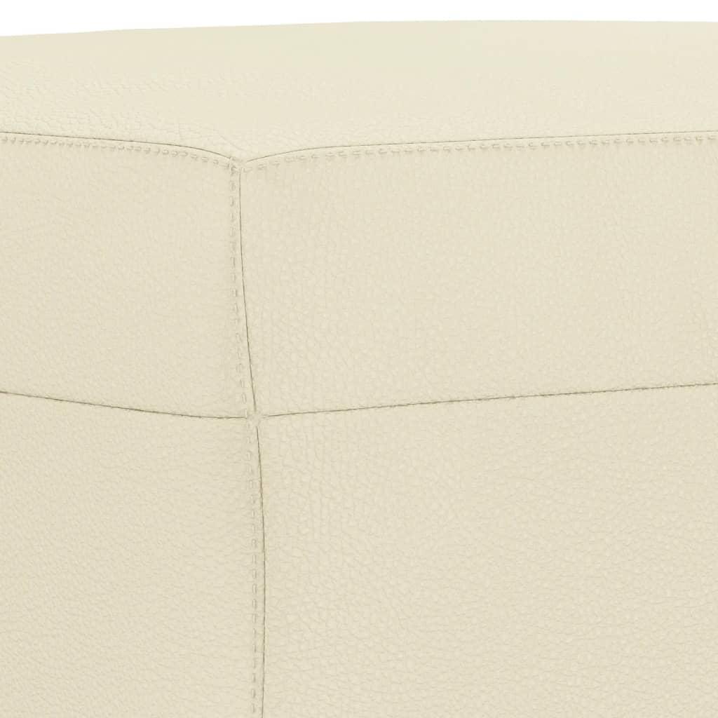 3 Piece Sofa Set with Pillows Cream Faux Leather
