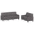 2 Piece Sofa Set with Cushions Grey Faux Leather