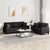 2 Piece Sofa Set with Pillows Black Faux Leather