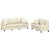 2 Piece Sofa Set with Pillows Cream Faux Leather