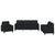 3 Piece Sofa Set with Cushions Black Faux Leather