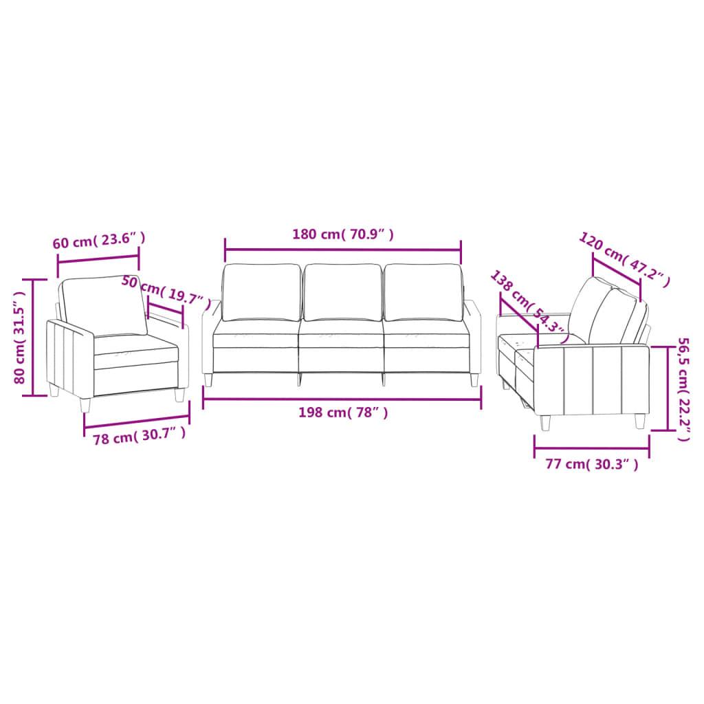 3 Piece Sofa Set with Cushions Cappuccino Faux Leather