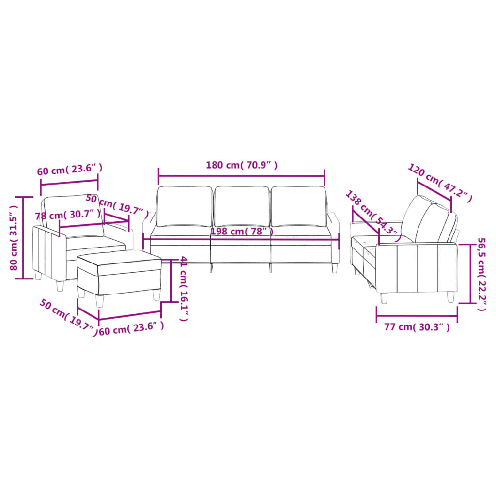 4 Piece Sofa Set with Cushions Cappuccino Faux Leather