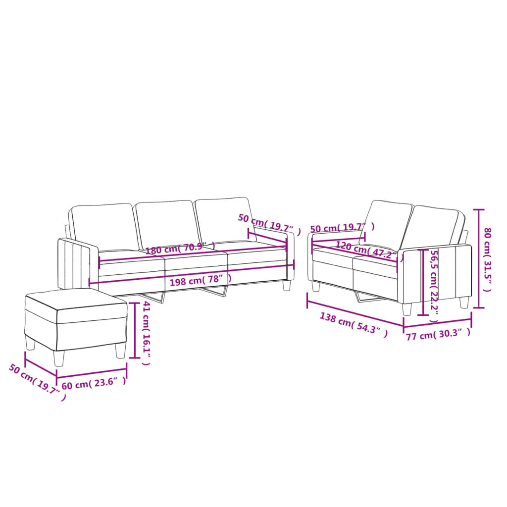 3 Piece Sofa Set with Cushions Grey Faux Leather