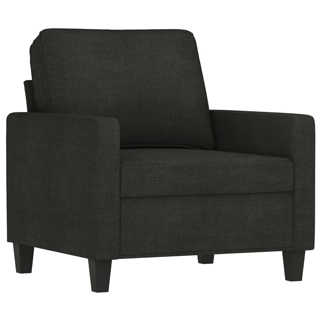 3 Piece Sofa Set with Cushions Black Fabric