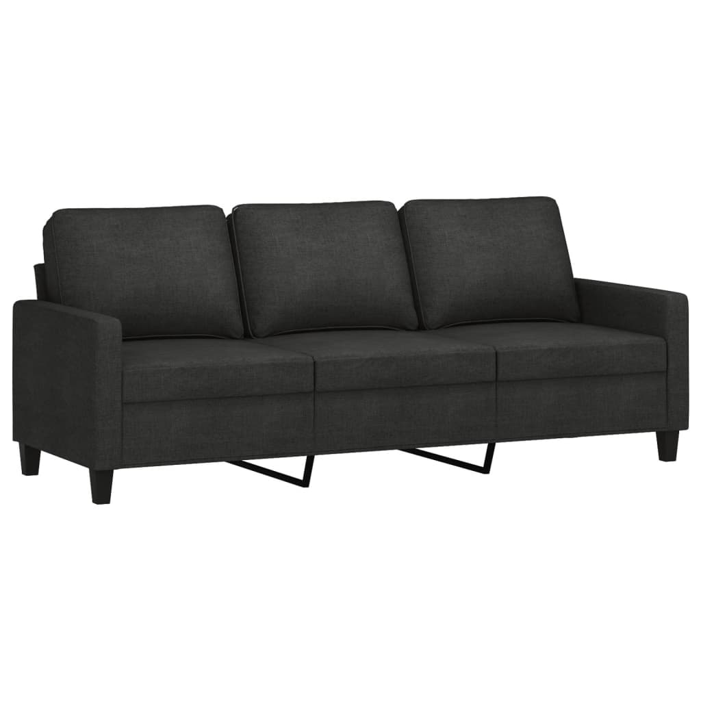 4 Piece Sofa Set with Cushions Black Fabric