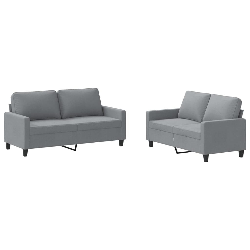2 Piece Sofa Set with Cushions Light Grey Fabric