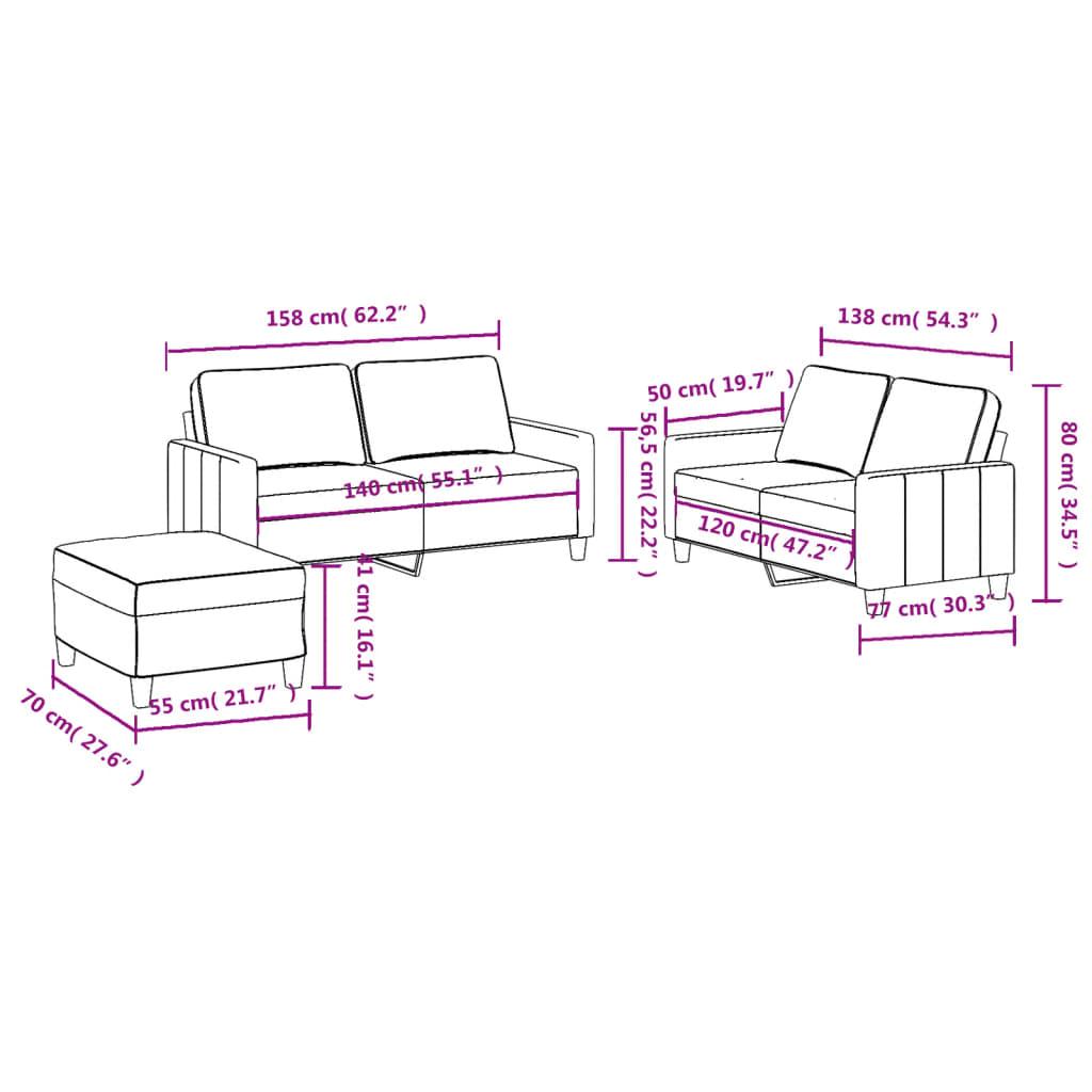 3 Piece Sofa Set with Cushions Dark Grey Fabric