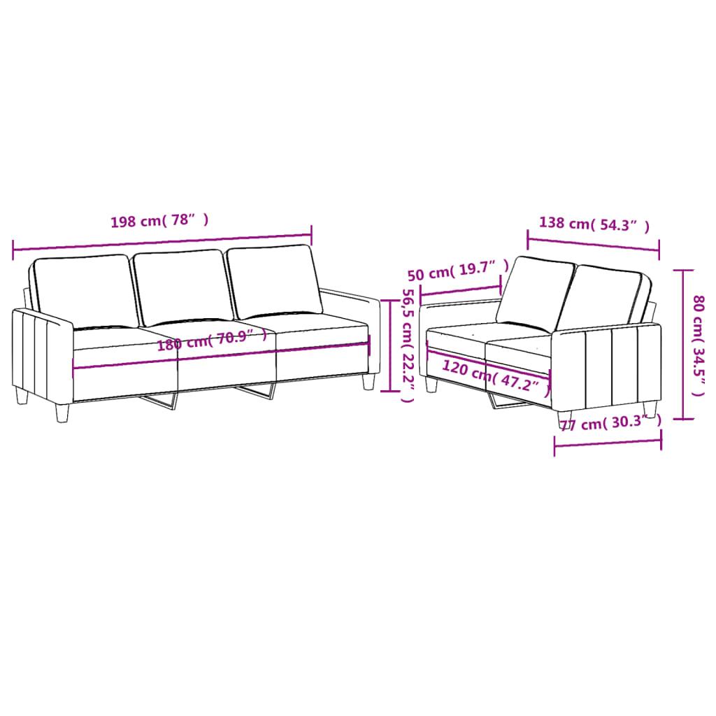 2 Piece Sofa Set with Cushions Light Grey Fabric