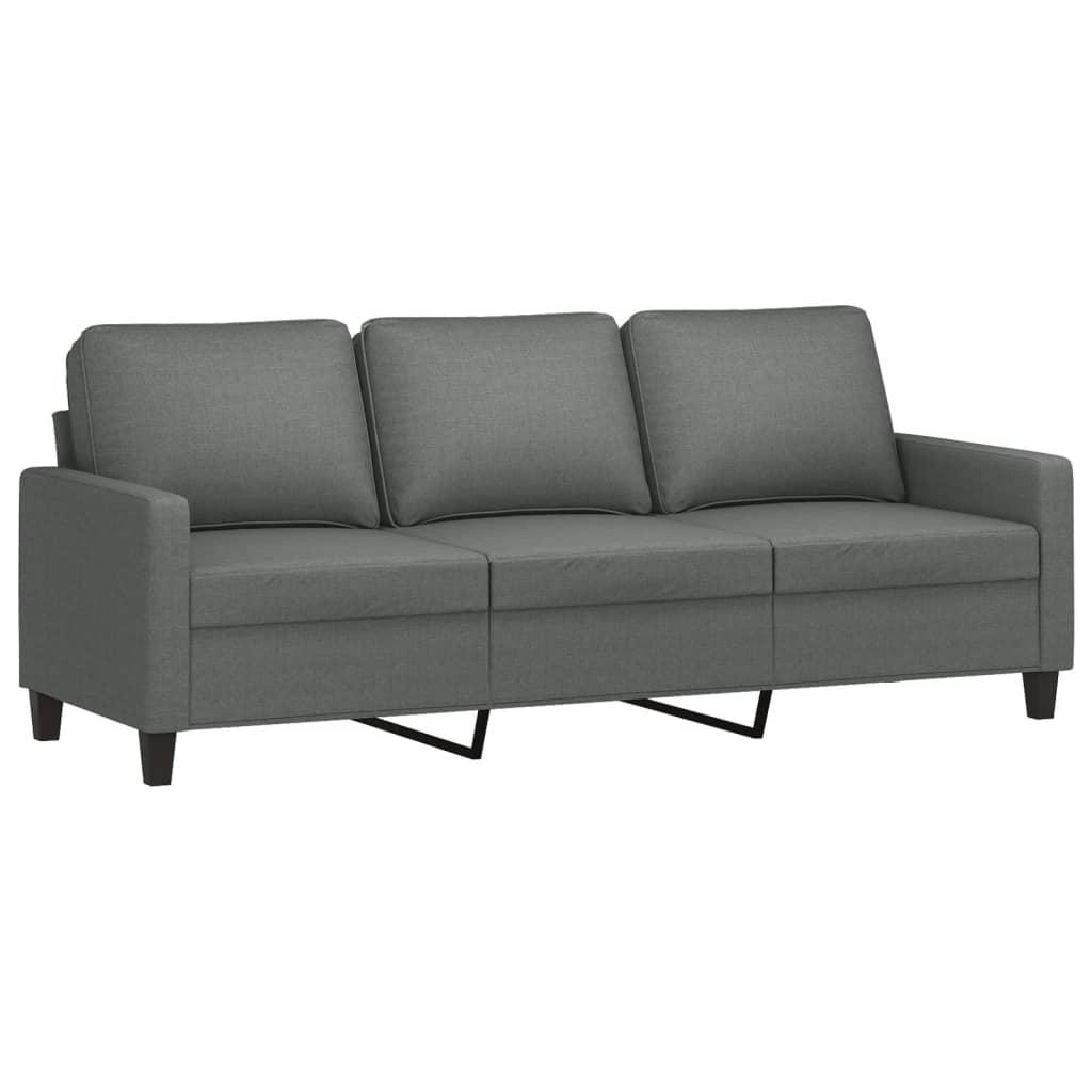 2 Piece Sofa Set with Cushions Dark Grey Fabric
