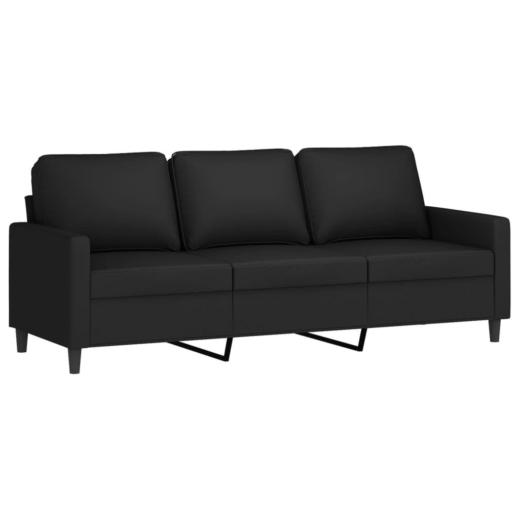 3 Piece Sofa Set with Cushions Black Velvet