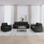 3 Piece Sofa Set with Cushions Black Velvet