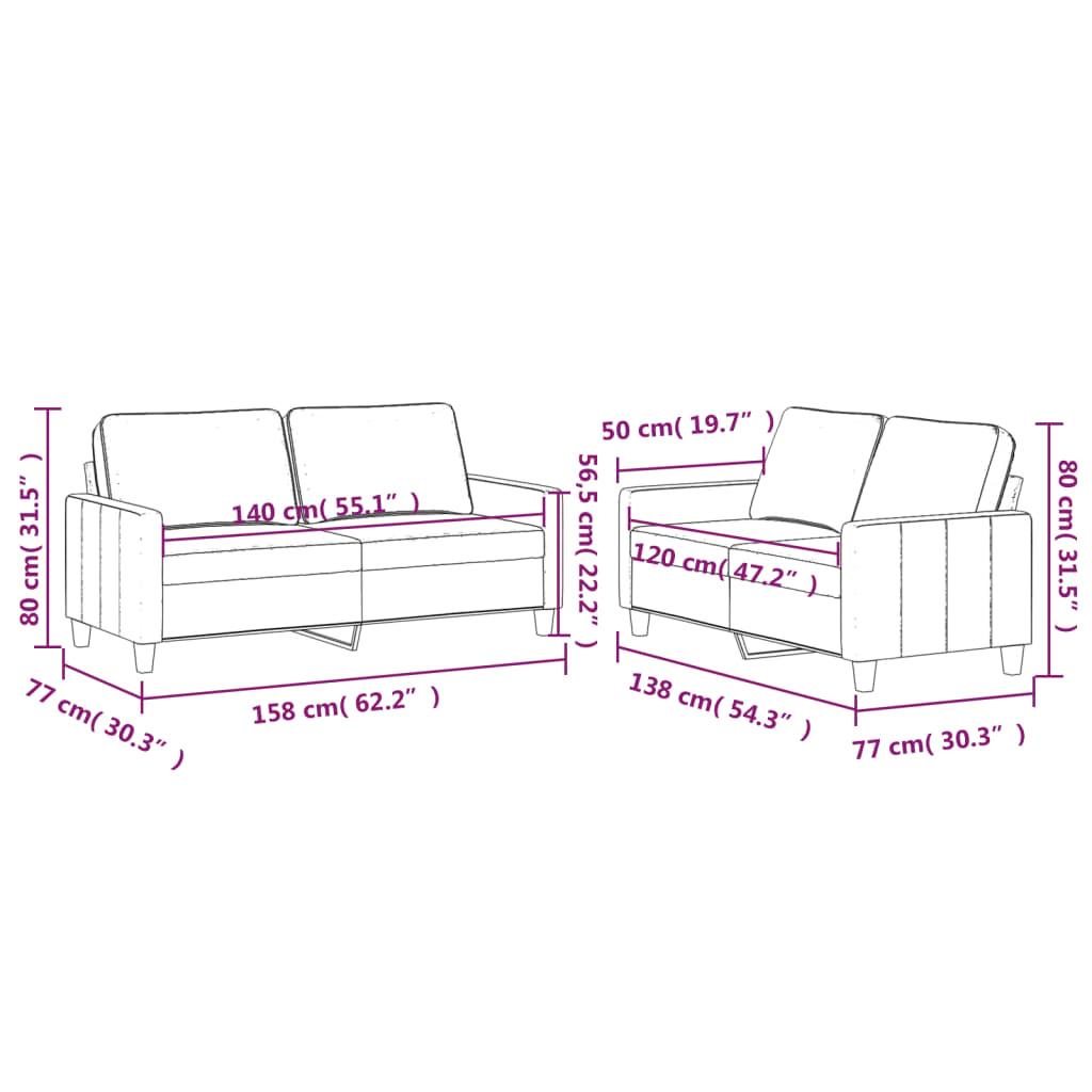 2 Piece Sofa Set with Cushions Light Grey Velvet