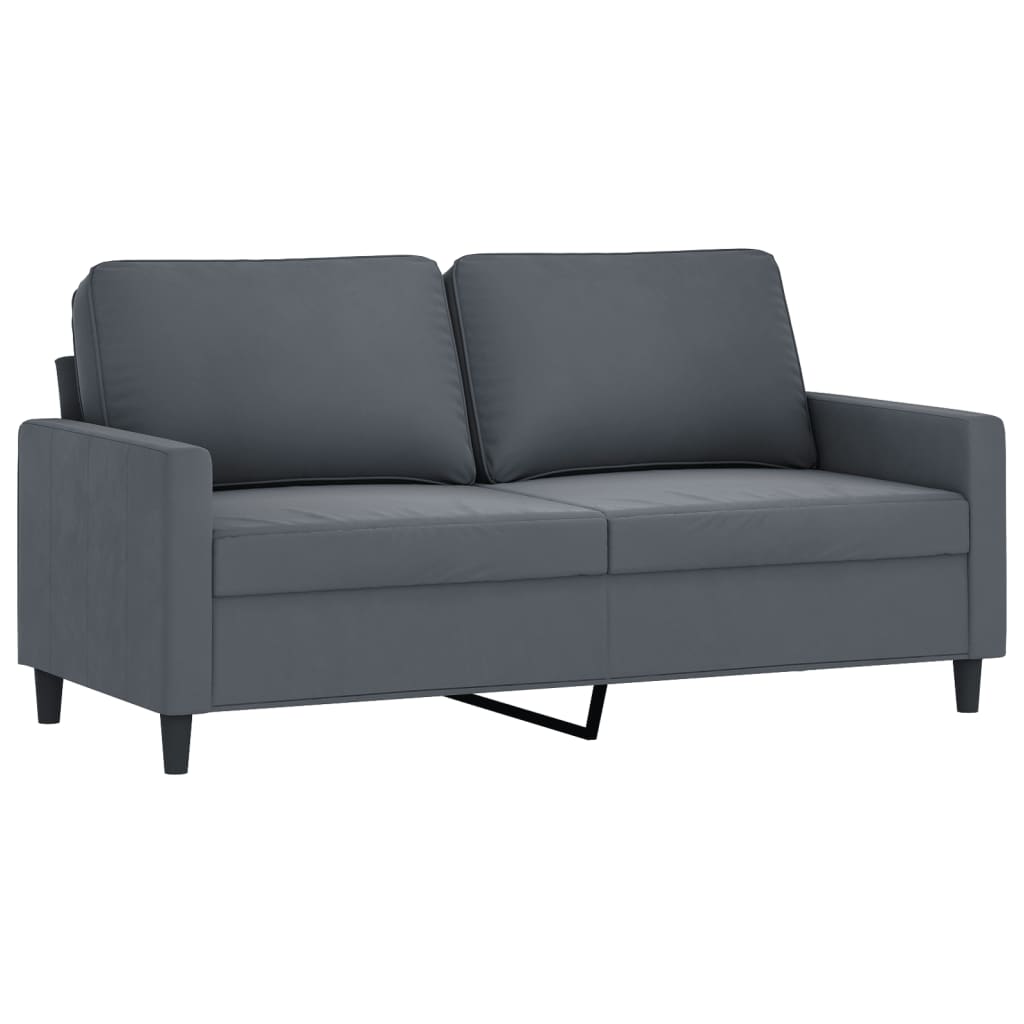 2 Piece Sofa Set with Cushions Dark Grey Velvet