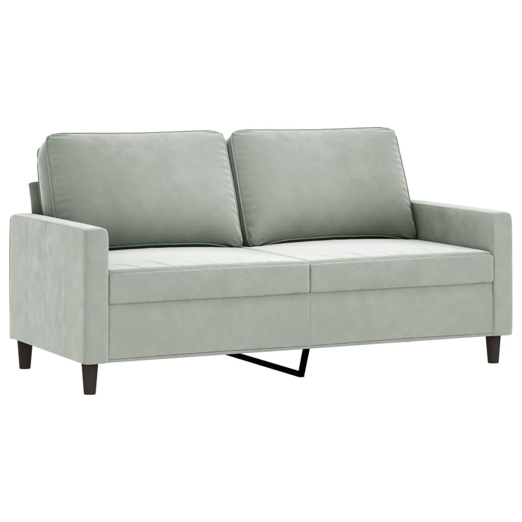3 Piece Sofa Set with Cushions Light Grey Velvet