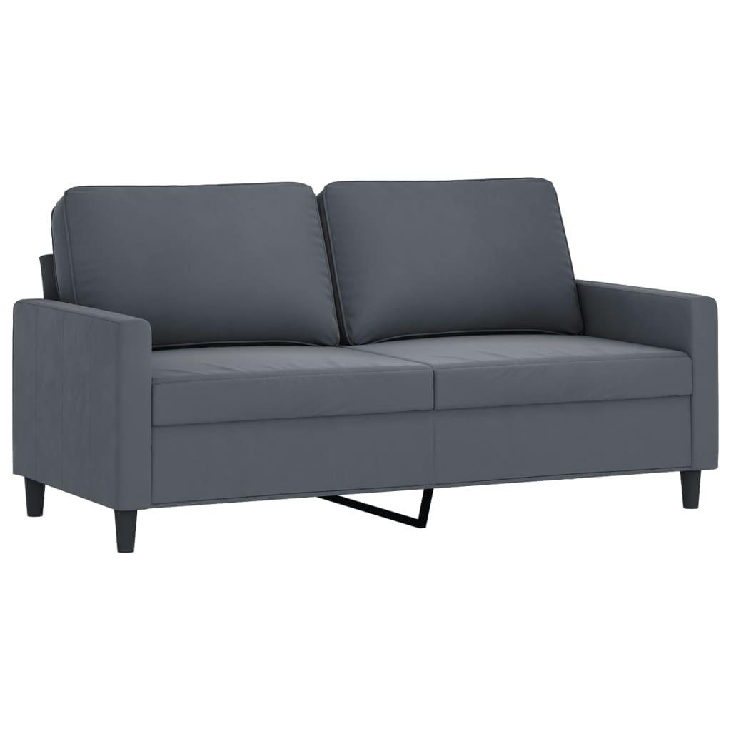 3 Piece Sofa Set with Cushions Dark Grey Velvet