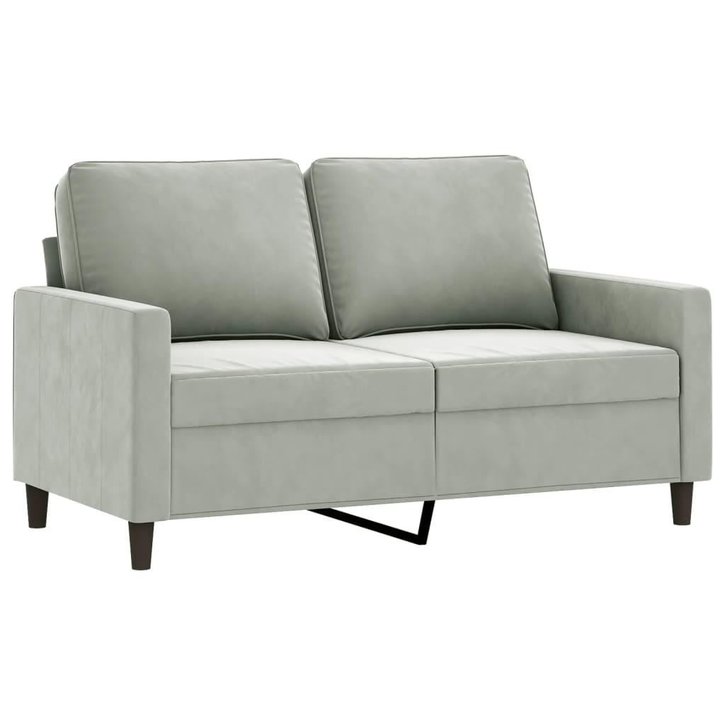 3 Piece Sofa Set with Cushions Light Grey Velvet