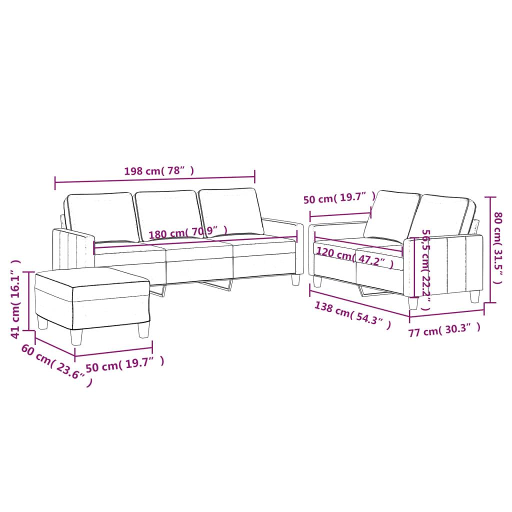 3 Piece Sofa Set with Cushions Light Grey Velvet
