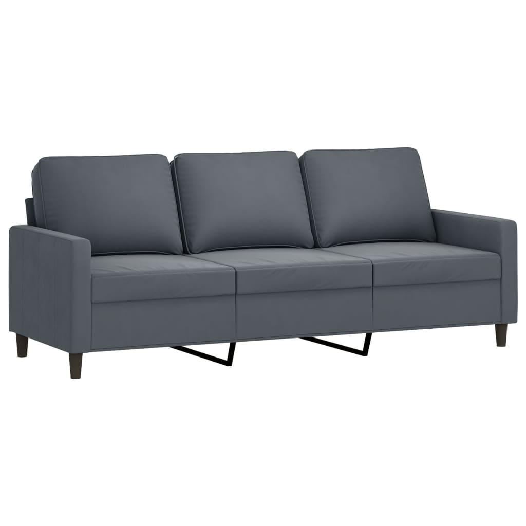 3 Piece Sofa Set with Cushions Dark Grey Velvet