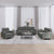 3 Piece Sofa Set with Cushions Dark Grey Fabric