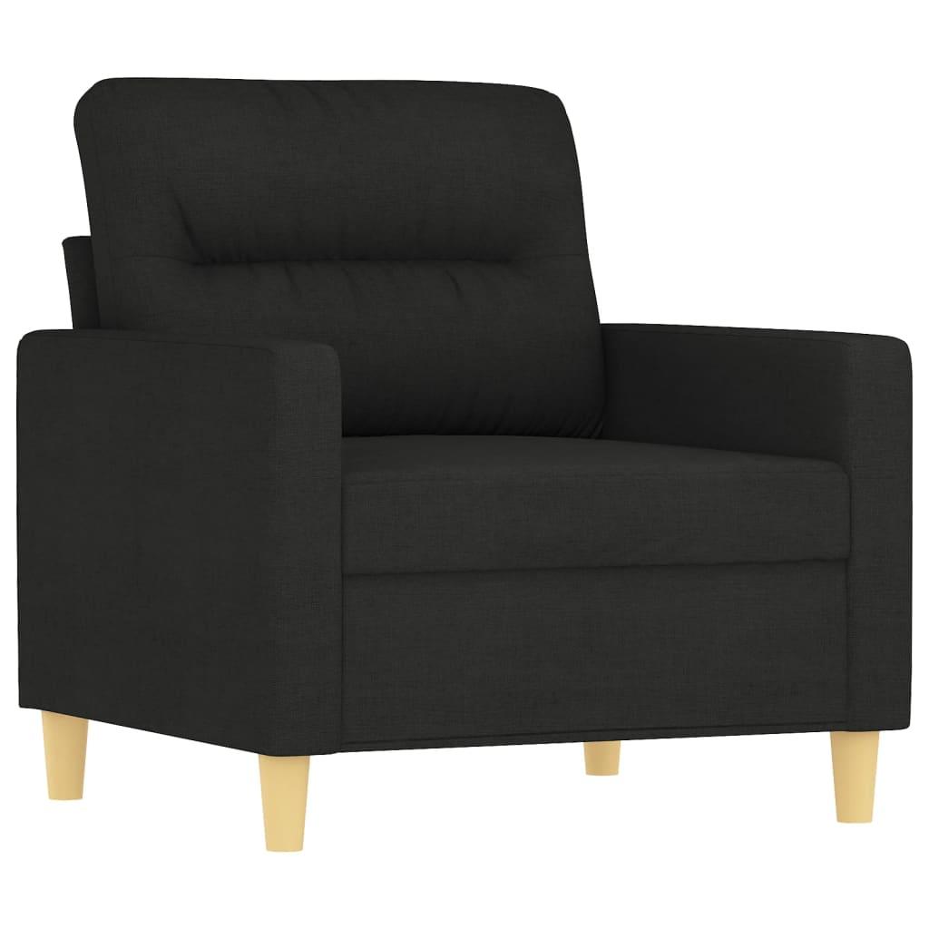 3 Piece Sofa Set with Cushions Black Fabric