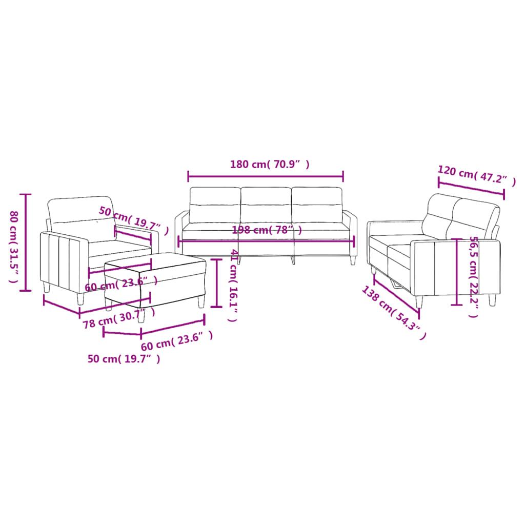 4 Piece Sofa Set with Cushions Dark Grey Fabric
