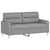 2 Piece Sofa Set with Cushions Light Grey Fabric